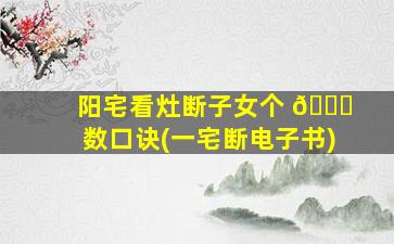 阳宅看灶断子女个 🐋 数口诀(一宅断电子书)